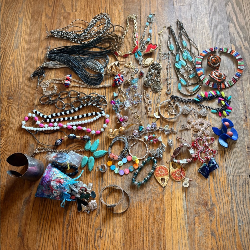 Mixed Women’s Costume Jewelry Lot - Turquoise, Pink, Gold, Blue Accents